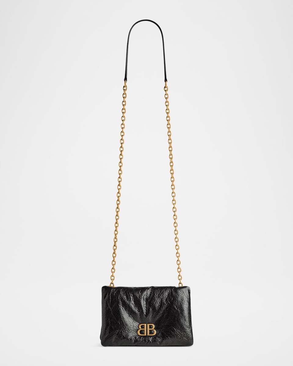 Monaco Puffy Shiny Leather Shoulder Bag